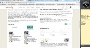 Un aperçu de ce à quoi ressemble un profil (pas beaucoup utilisé!) sur couchsurfing.